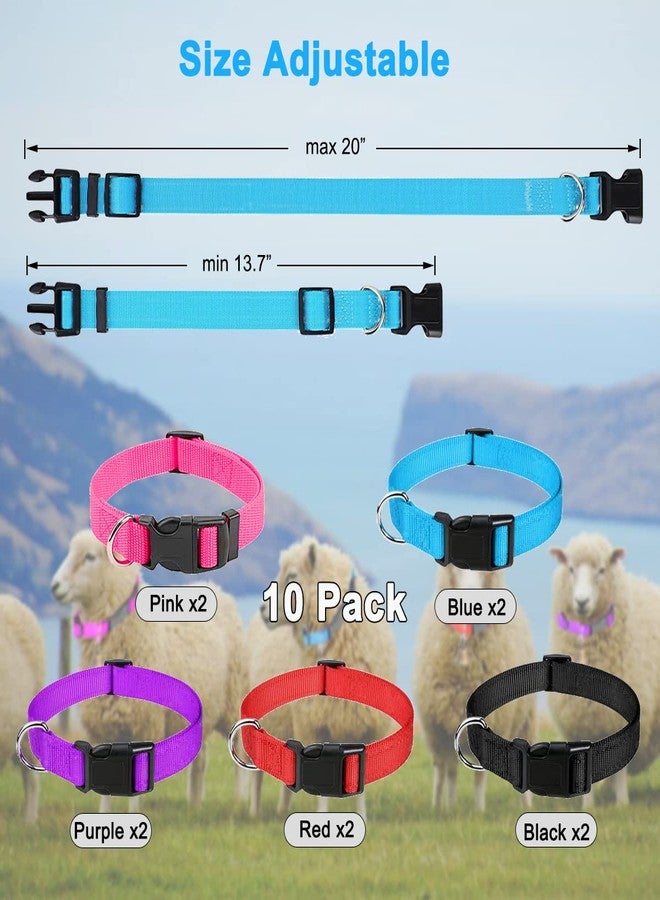 VNAKER Goat Collars with Bells 10 Pack, Adjustable Sheep Goat Collar Nylon Material with Brass Bell, Loud Bell Anti-Lost for Small Farms - Image 2